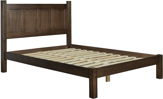 Grain Wood Furniture Shaker Solid Wood Panel Platform Bed, Full Size, Expresso