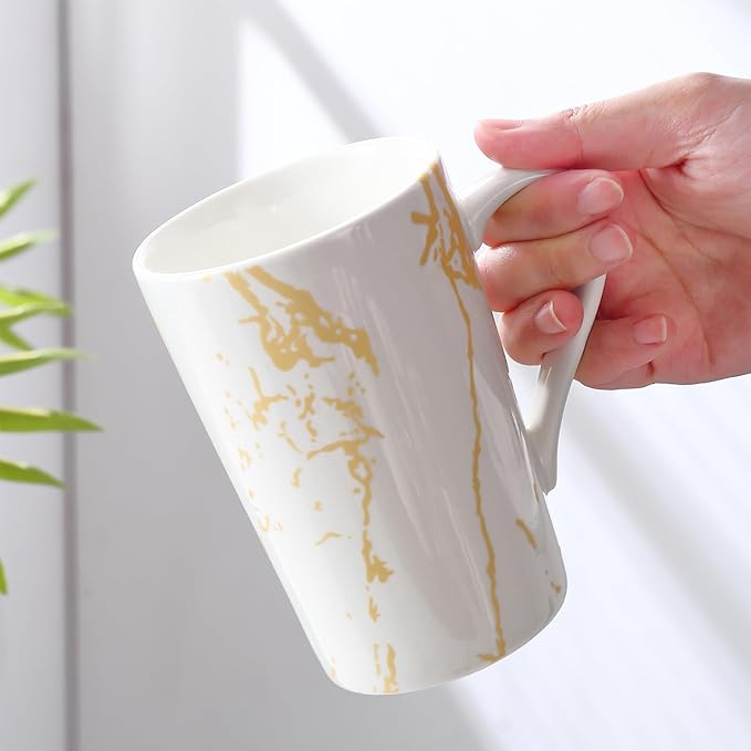 Porcelain Coffee Mugs, 12 Ounce, Set of 6, White | Hot Tea | Cappuccino | Mocha | Cocoa | Cups for Latte