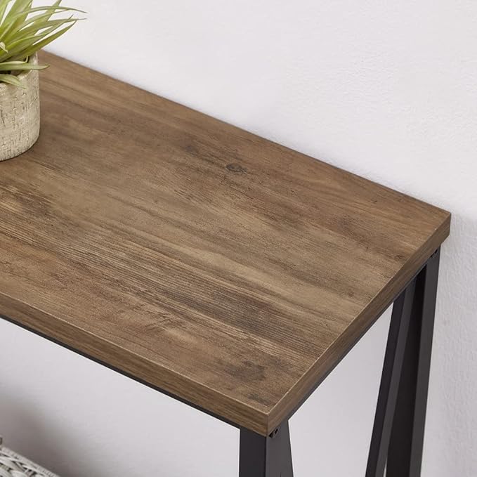 FOLUBAN Rustic Sofa Console Table, 2-Tier Industrial Entryway Hallway Table for Living Room, Oak