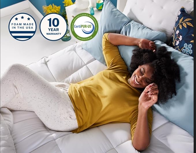 Sleep Innovations Cooling Comfort Gel Memory Foam Dual Layer Mattress Topper, 4 Inch, King Size, Pillow Top Cover