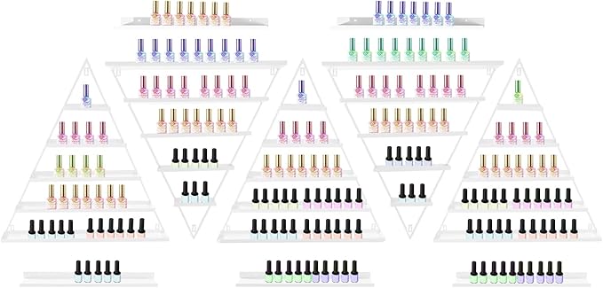 10PCS Triangular Nail Polish Racks, Metal Wall-Mounted Display Rack for Nail Polish Bottles, Lipstick Perfume Wall Shelf Essential Oil Organizer for Home Spa Nail Salon Shop