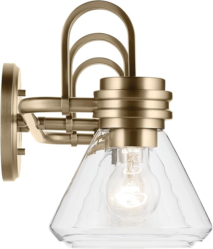 Kichler Farum 26" 3-Light Vanity Light with Clear Glass in Champagne Bronze, for Single or Double Vanity, Over a Mirror, Powder Room, Bathroom, (26" W x 9.5" H) 55155CPZCLR