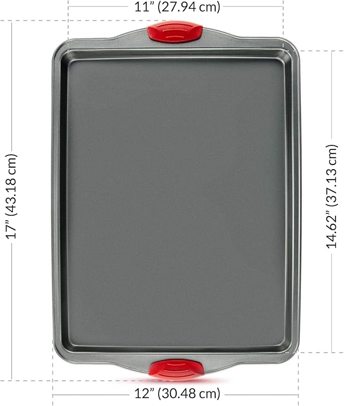 Premium Nonstick Baking Sheet Pans – Set of 3, Heavy-Gauge Carbon Steel, Warp, Dent, and Rust-Resistant – Gourmet Rimmed Half Cookie Sheet Trays, Non-Toxic for Exceptional Baking Performance