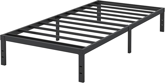 10 Inch XL Twin Bed Frames, Platform Metal Bed Frame Twin XL Size Heavy Duty Steel Slat Mattress Foundation, No Box Spring Needed, Easy Assembly, Noise-Free, Black
