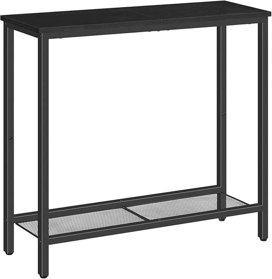 HOOBRO 29.5" Narrow Console Table, Small Entryway Table with Shelf, 2 Tier Thin Sofa Table, Behind Couch Table, Side Table, for Hallway, Living Room, Bedroom, Black BB74XG01