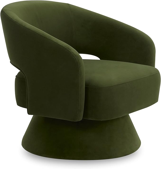 CHITA Swivel Accent Chair Armchair, FSC Certified Velvet Barrel Chair for Living Room Bedroom, Forest Green