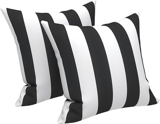 LVTXIII Indoor Outdoor Pillow Covers, Covers ONLY Patio Accent Square Toss Pillow Cushion Case 18" x 18" Pack of 2 for Sofa Couch Patio Furniture Decoration – Cabana Black