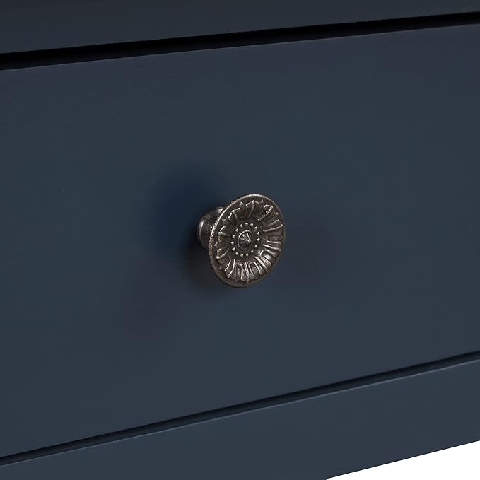 Knocbel Farmhouse Entryway Long Console Table with 3 Storage Drawers and Bottom Open Shelves, Entry Hallway Foyer Sofa Table with Handles, 29.9" H x 48.8" W x 15.8" D (Blue and Brown)