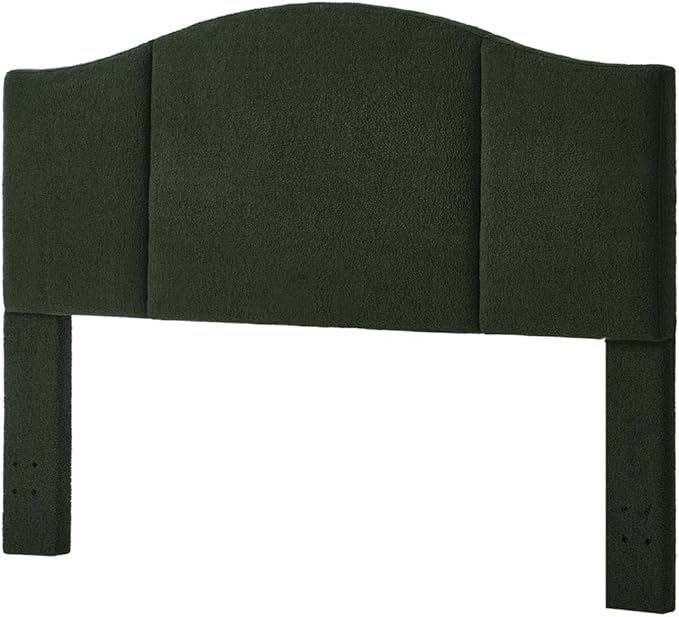 24KF Middle Century Upholstered Foldable King Headboard - Modern Boucle Teddy Fabric - Dark Green