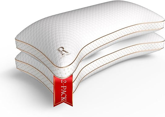Royal Therapy Adjustable Shredded Memory Foam Pillows – 2-Pack Queen Size Set with Cooling Firm Cover for Side Sleepers