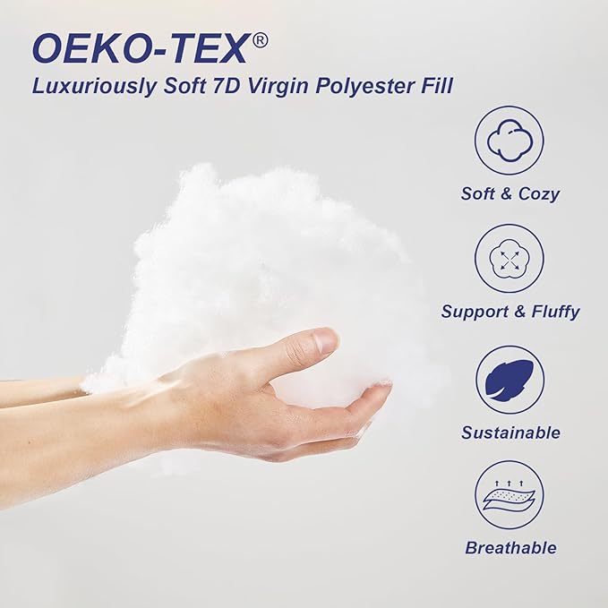 18 x 18 Pillow Insert Set of 2, Machine Washable Soft Fluffy Hypoallergenic Virgin Polyester Premium Throw Pillow Stuffer, Decorative Cushion for Bed, Couch, Sofa - White