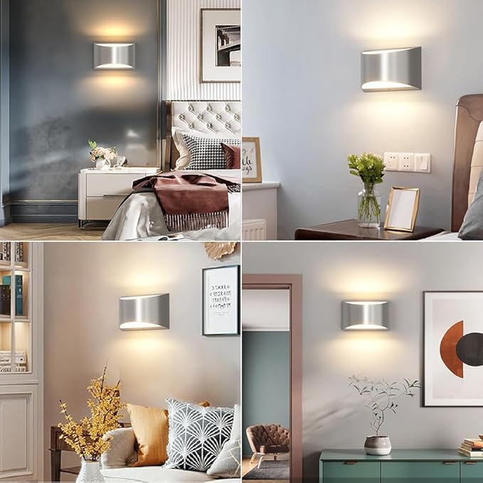 Aipsun 4 Pack Nickel Modern LED Wall Sconce Hardwired Indoor Wall Lights Up and Down Wall Mount Light for Living Room Bedroom Hallway Corridor Conservatory Warm White 3000K(with G9 Bulbs)