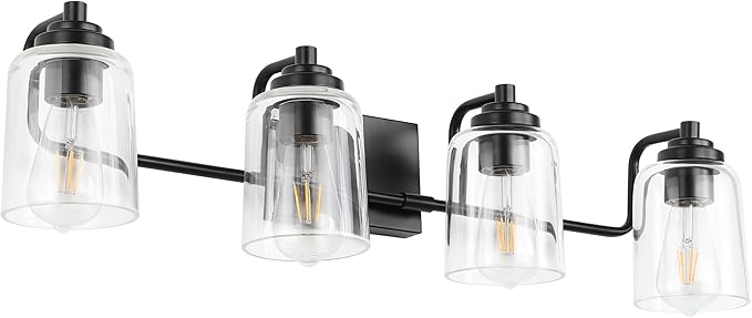 Solfart 4 Lights Matt Black Bathroom Vanity Lights Over Mirror