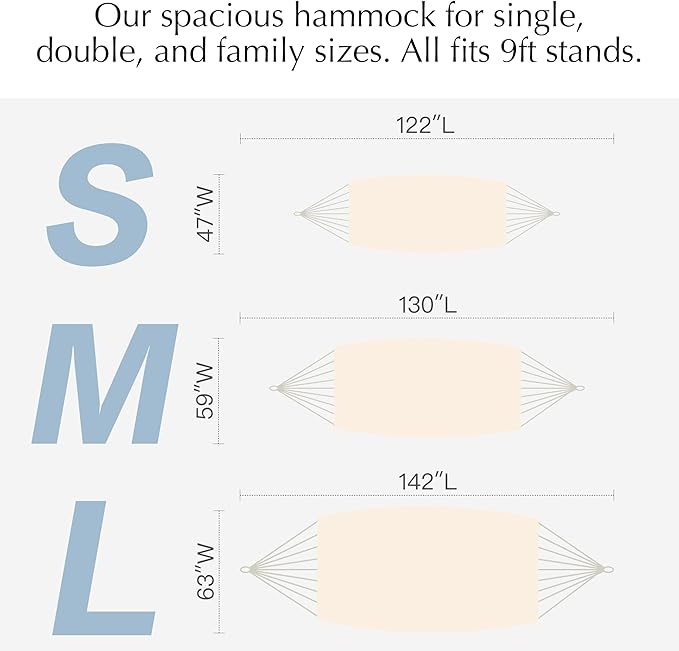 PNAEUT Double Hammocks for Outside, Replacement Outdoor Tree Hammock for Indoor Patio Porch Garden (Beige, Medium)