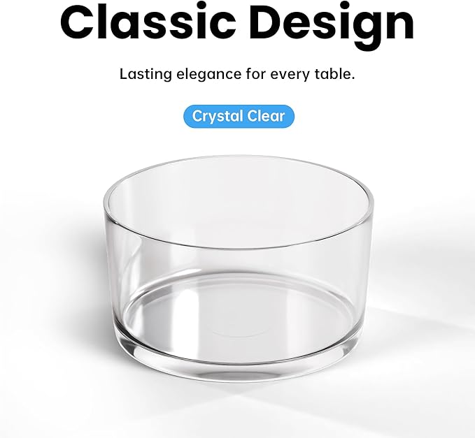 Glass Salad Bowl - Versatile 118oz Trifle and Fruit Bowl - Elegant & Long-Lasting for Serving Salads, Dessert