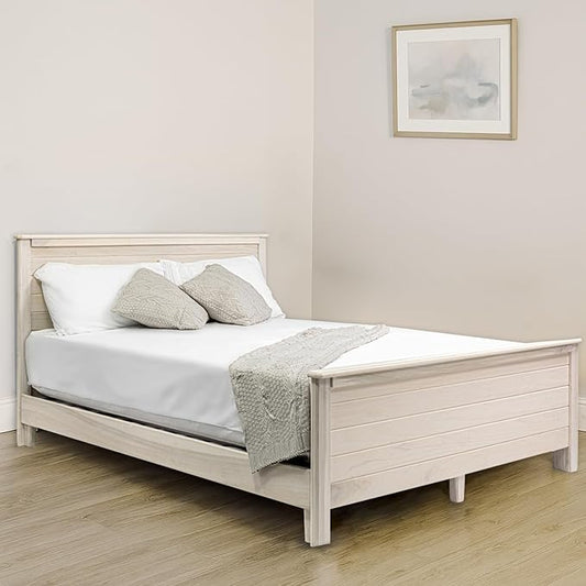 Solid Hardwood Deluxe Platform Bed Frame, Headboard, Footboard & Slats, Quality Crafted in Pennsylvania, USA from Poplar by Mennonite Artisans, No Box Spring Needed, Easy Assembly