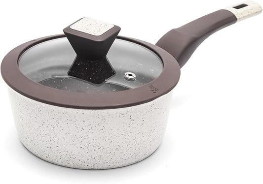 Sauce pan with Lid, 1.3 QT Nonstick Cooking Pan, Non-toxic Healthy Cooking Pot with Stay-Cool Handle, Multipurpose Small Pot PFOA PFAS PTFE Free