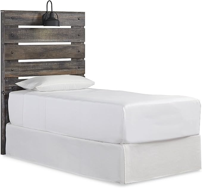 Signature Design by Ashley Drystan Rustic Panel Headboard ONLY with USB Charging Stations, Twin, Brown