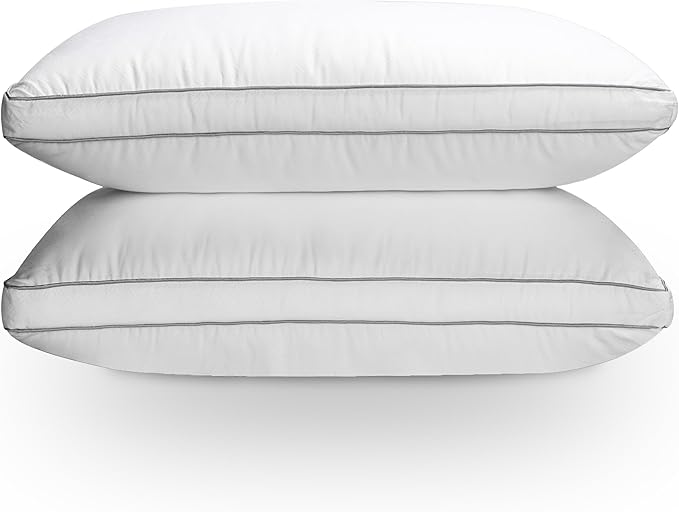 Bed Pillows Queen Size Set of 2 for Sleeping, Cooling Gusseted Pillows Hotel Quality, Soft Down Alternative Plump Filling for Back, Stomach or Side Sleepers, 19 x 29 Inches