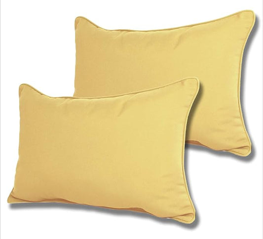 Comfort Classics Set of 2 Sunbrella Outdoor/Indoor Welted Lumbar Pillows Inc. (Buttercup)