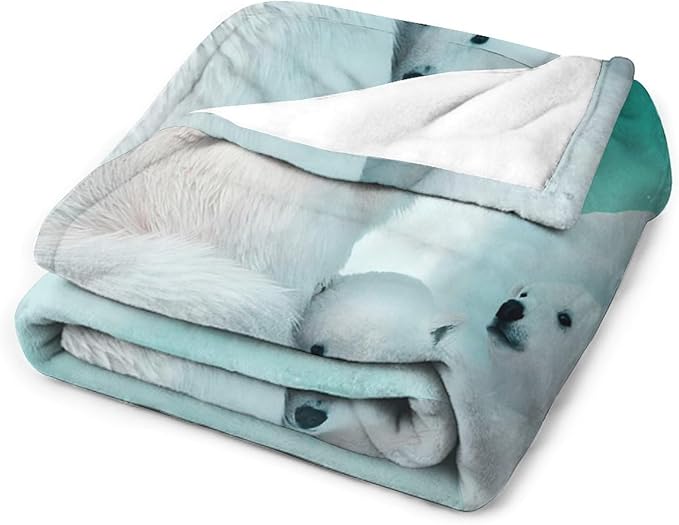 Polar Bear Blanket Polar Bear Gifts for Girls Women Polar Bear Throw Blanket for Kids Adults Soft Warm Cozy Fleece Blanket for Couch Sofa Bed 60"x80"