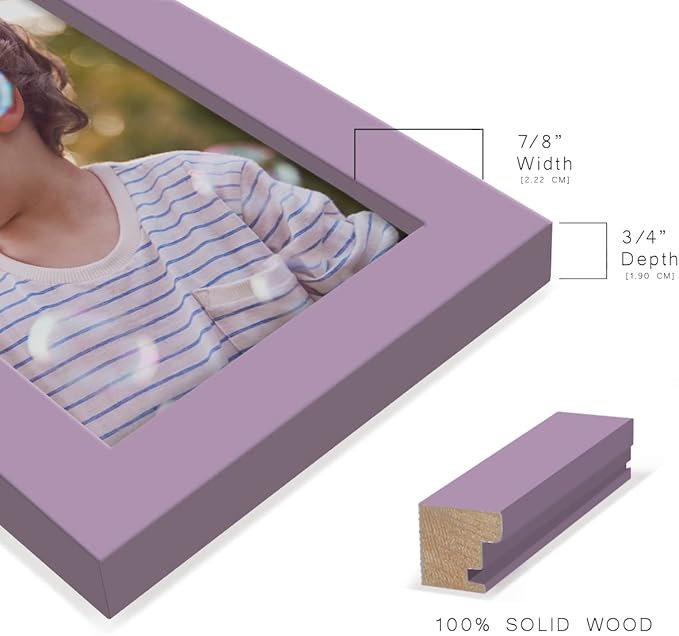 Renditions Gallery 3.5x5 inch Picture Frame High-end Modern Style, Made of Solid Wood and High Definition Glass Ready for Wall and Tabletop Photo Display, Violet Frame