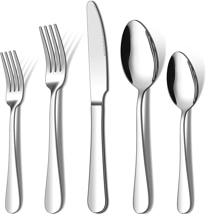 ENLOY 40 Piece Silverware Set for 8, Stainless Steel Flatware Set, Kitchen Utensil Set Cutlery Tableware for Home and Restaurant, Service for 8, Dinner Knives/Spoons/Forks, Dishwasher Safe