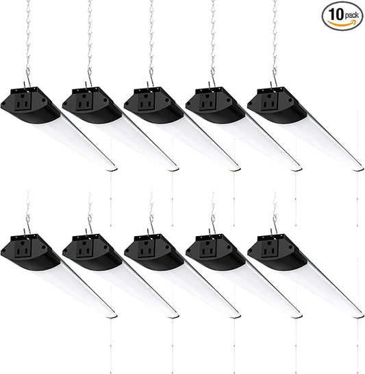 Barrina BS84 LED Shop Lights for Workshop 4FT, 84W, 10000LM, 5000K Utility Shop Lights, Pull Chain ON/Off, Hanging or Flush Mount, ETL, 10 Packs