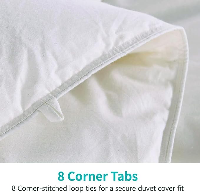APSMILE Lightweight Down Feather Fibers Comforter California King, Cooling Down Feather Fibers Duvet for Warm Weather -100% Organic Cotton Cover, Summer Duvet (Ivory White, 104x96)