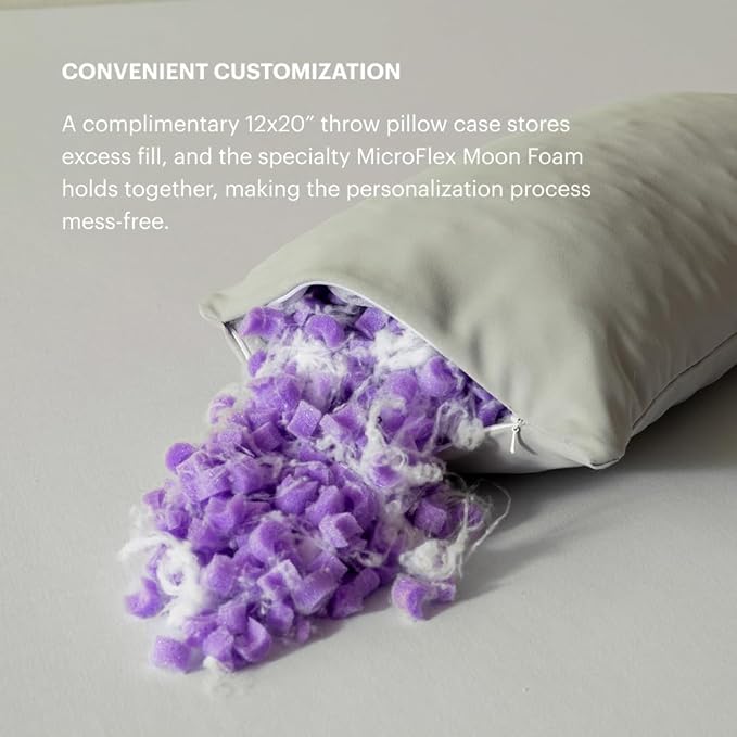 Purple Freeform Pillow - King Size, Customizable Support with GelFlex Grid & MicroFlex Moon Foam - Pressure Relief, Cooling, Extra Filling & Adjustable Height