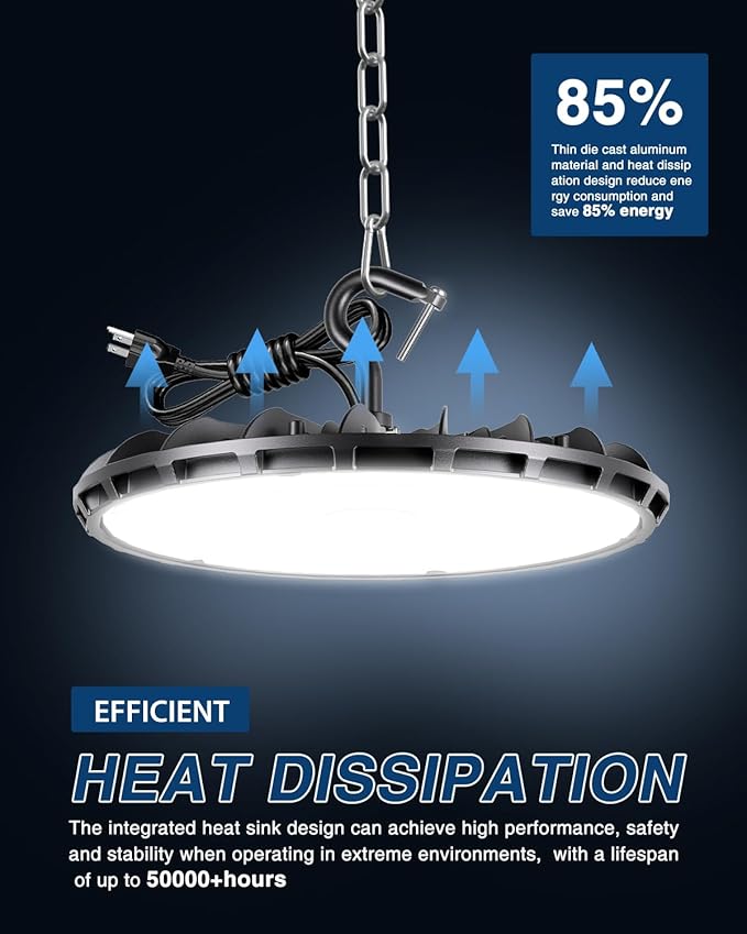 UFO LED High Bay Light, 100W High Bay LED Shop Lights for Warehouse Workshop, 11,000LM, 5000K Daylight, 10 Pack Highbay LED Shop Lights Plug & Play IP65 Waterproof, UL