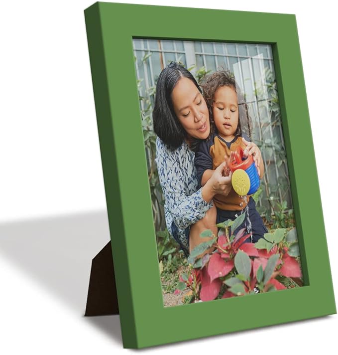 Renditions Gallery 5x7 inch Picture Frame High-end Modern Style, Made of Solid Wood and High Definition Glass Ready for Wall and Tabletop Photo Display, Green Frame