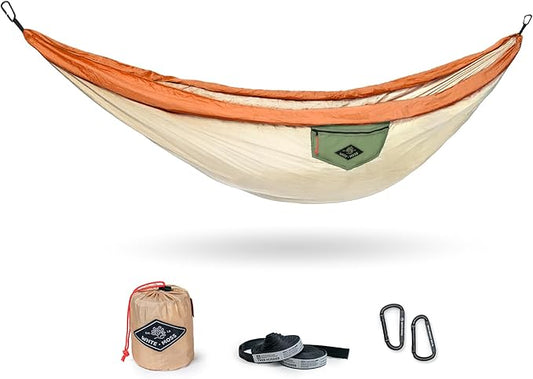 Suparpine II Hammock for Camping with Straps Included (Light Orange, Double)