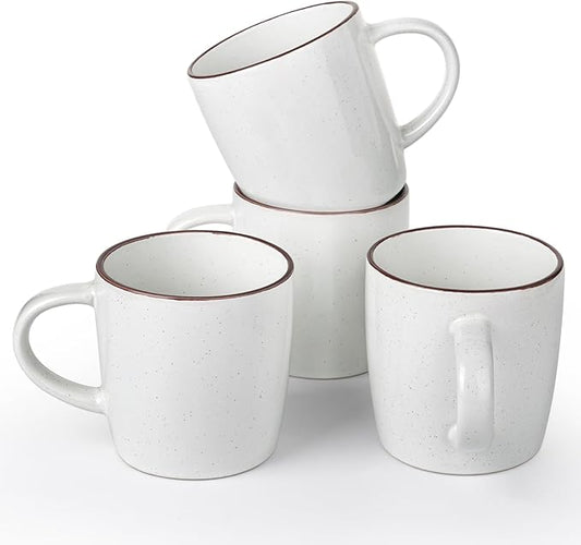 famiware Mercury Coffee Mugs 13 oz, Coffee Mugs Set of 4 with Handle, Cups for Latte, Hot Tea, Cappuccino, Mocha, Cocoa, White