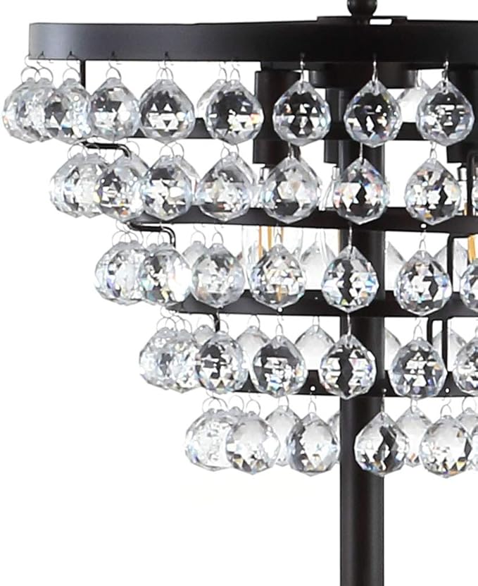 JONATHAN Y JYL9005A Jemma 60" Crystal/Metal LED Floor Lamp, Contemporary, Modern, Transitional, Elegant, Office, Living Room, Family Room, Dining Room, Bedroom, Hallway, Foyer, Bronze/Clear