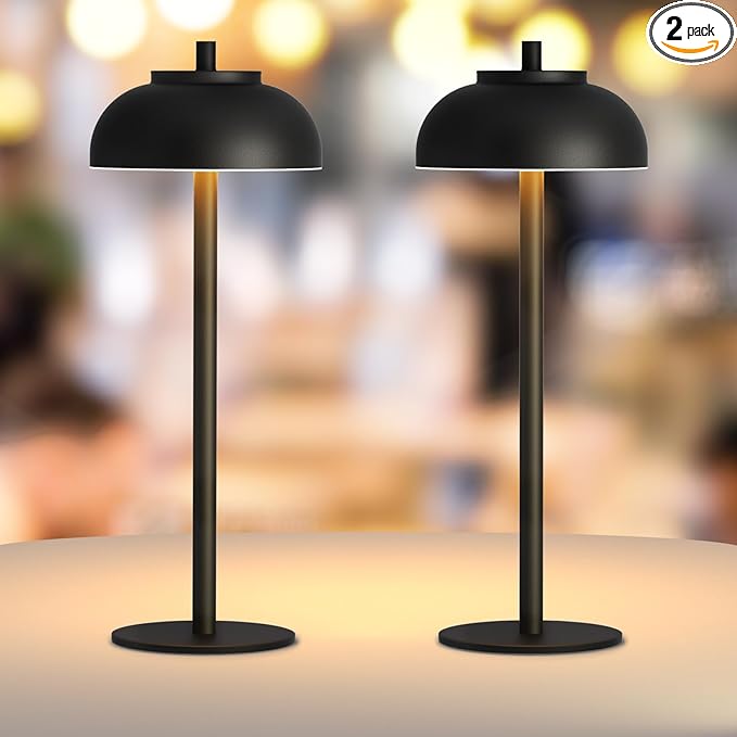 2 Pack Led Cordless Table Lamps Rechargeable,Table Lights Battery Operated-IP65 Waterproof-for Outdoor Patio/Restaurants/Home/Dinner/Table Lighting-Touch Control & Dimmable