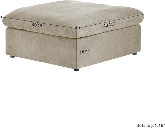 JACH Storage Ottoman Module for Living Room, Cushion Cover Removable, Minimalist Comfy Breathable Ottoman for Living Room Apartment (Khaki)