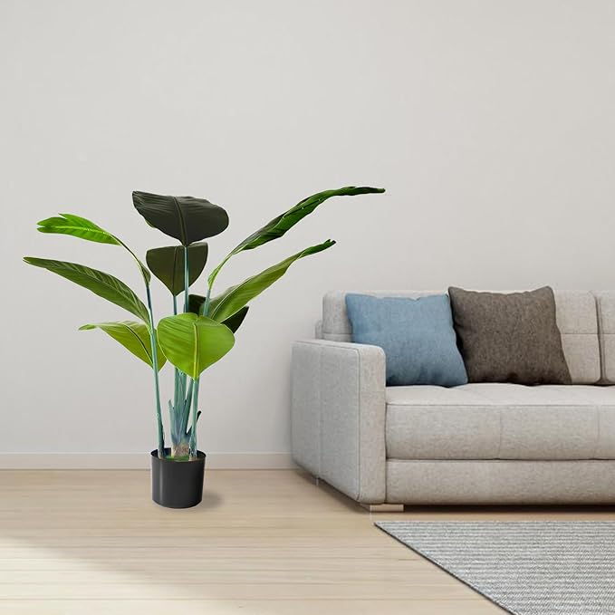 Artificial Bird of Paradise Plant Fake Tropical Palm Tree for Indoor Outdoor, Perfect Faux Plants for Home Garden Office Store Decoration (Bird of Paradise 120cm)