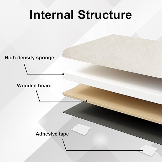 Upholstered Wall Mounted Headboard, 3D Soundproof Wall Panels Peel and Stick Headboard for Queen Size, Headboard for Adjustable Bed, Tufted Headboard, Ivory White(9 Panels, 10" x 24")