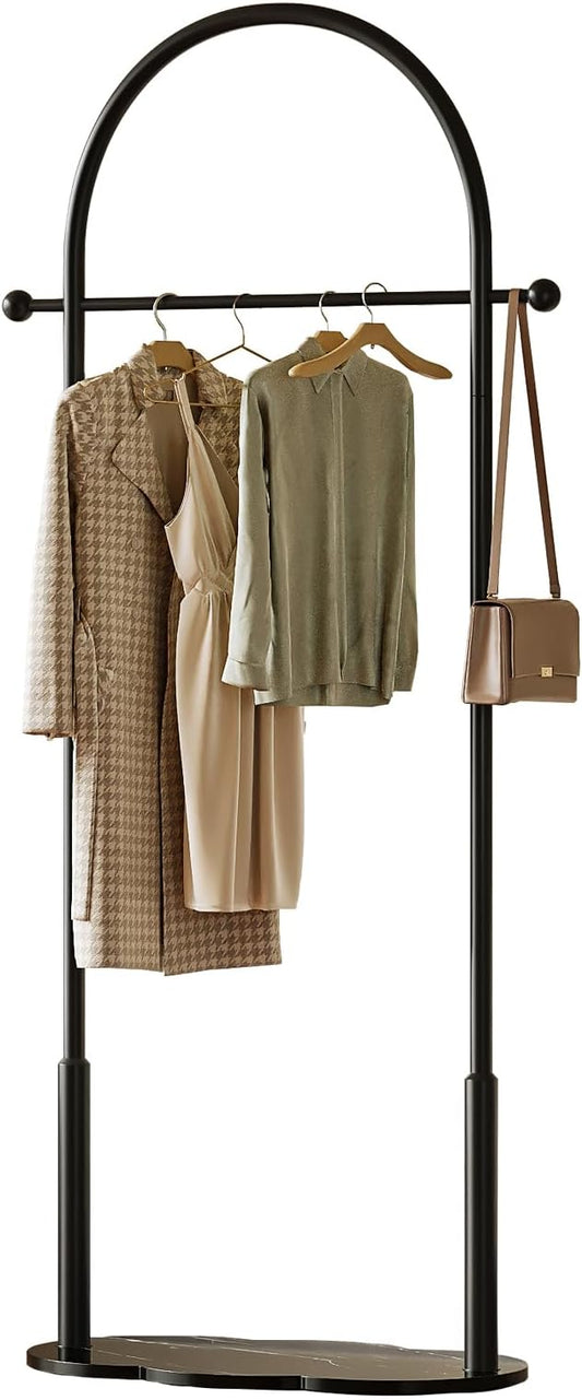 Clothes Rack for small spaces,Modern Clothing Rack with Marble Base,Small Garment Rack for Hanging Clothes,Heavy-duty Coat Rack Freestanding for Bedroom, Living Room,Entryway,Boutiques (black)