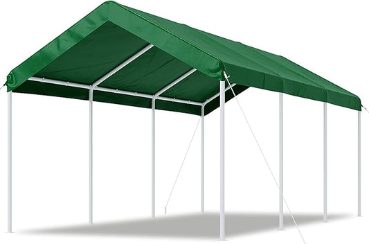 Aoxun 10x20 ft Heavy Duty Carport with Tarp & Wind Resistance Portable Carport Car Tent Outdoor Car Port with Tear Resistant Canopy, No Sidewall - Green