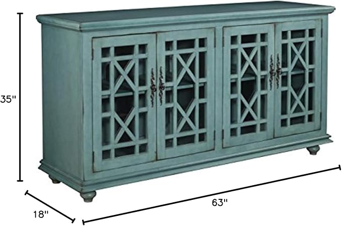 Martin Svensson Home Elegant TV Stand, 63" W x 35" H, Antique Teal-Green