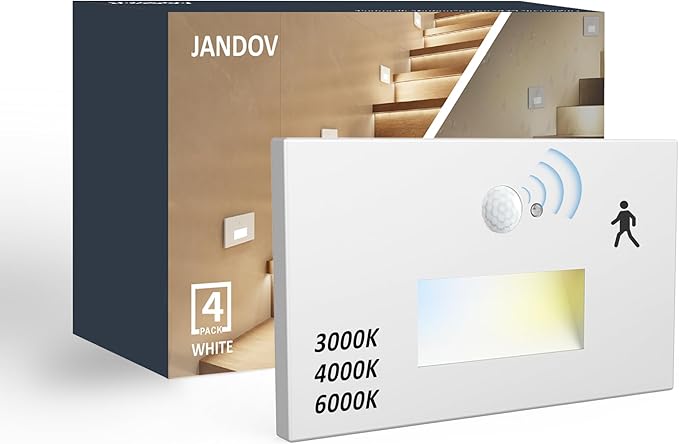 Motion Sensor Stair Lights Indoor Outdoor,Dimmable Motion Activated Step Light 3000K/4000K/6000K,Hardwired 120V 3W IP65 Waterproof Outside Stairway Lights,Led Staircase Light- White
