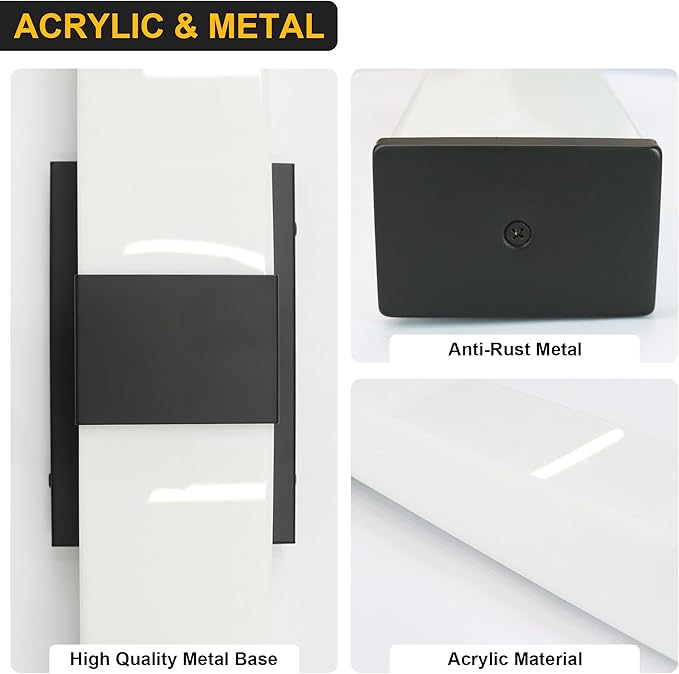 Kalium 24in Modern Wall Sconces, Dimmable Bathroom Vanity Lights, 3000K Warm White LED Indoor Sconces Lighting for Bathroom, Stairs, Living Room, Bedroom. Hardwired.