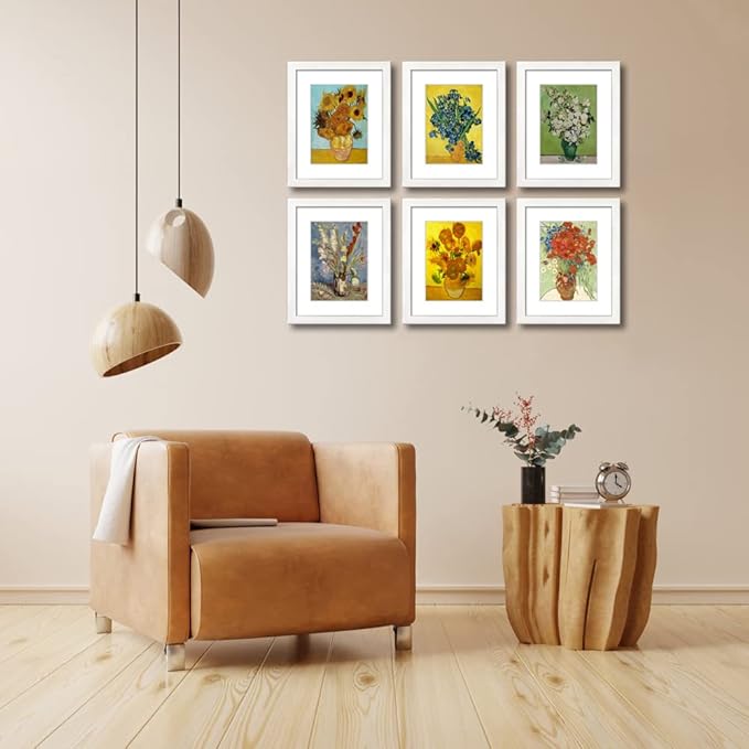 8x10 Picture Frame Set of 6 with Real Glass for Pictures 5x7 with Mat or 8x10 Without Mat, Wall or Tabletop Gallery Photo Frames White