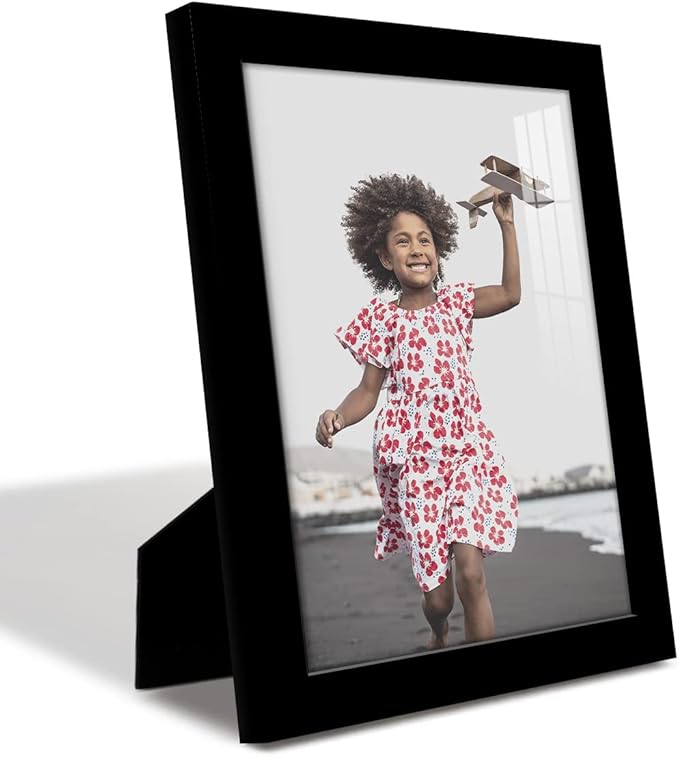 Renditions Gallery 8x10 inch Picture Frame High-end Modern Style, Made of Solid Wood and High Definition Glass Ready for Wall and Tabletop Photo Display, Black Frame