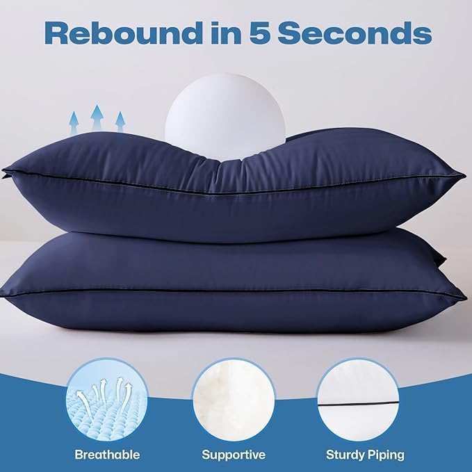 GOHOME Pillows King Size Set of 4 - Bed Pillows for Sleeping 4 Pack, Cooling Supportive Hotel Pillows with Premium Soft Down Alternative Fill for Side Stomach and Back Sleepers