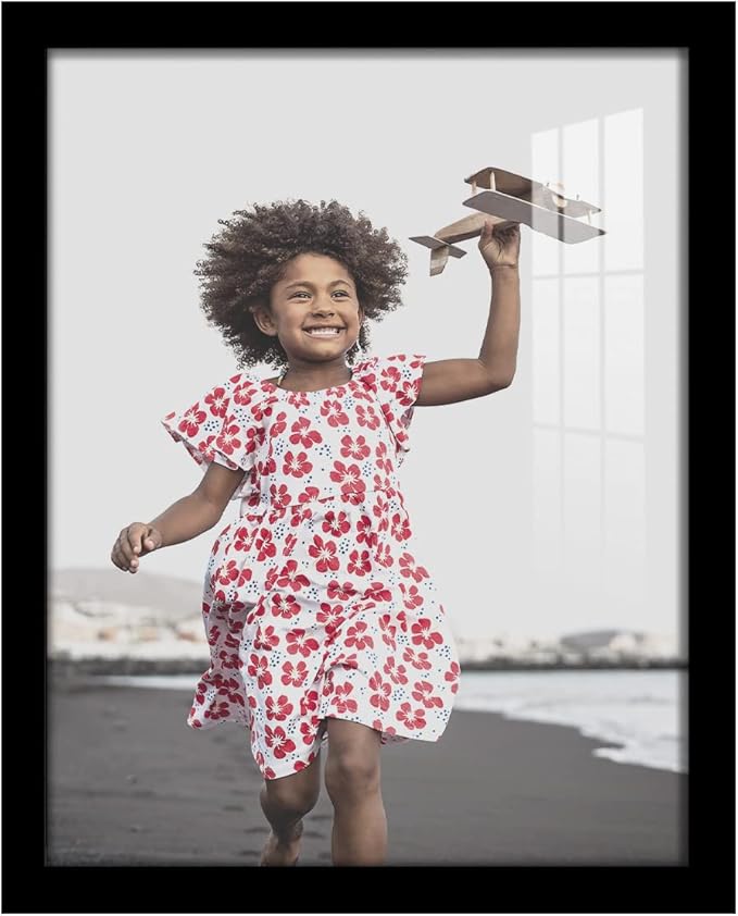 Renditions Gallery 11x14 inch Picture Frame High-end Modern Style, Made of Solid Wood and High Definition Glass Ready for Wall and Tabletop Photo Display, Black Frame