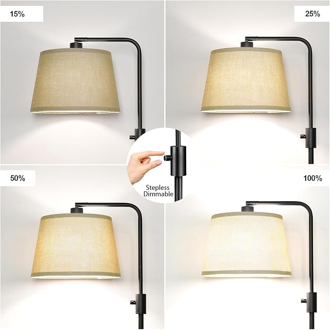 Nintiue Dimmable Floor Lamp, 1000 LM LED Edison Bulb Included, Arc Floor Lamps for Living Room Modern Standing Lamp Tall Lamps for Living Room Bedroom-Champagne