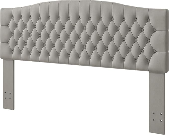 King Headboard Only, Upholstered Headboard for Adjustable Bed Velvet Tufted Cal King Size Wall Mounted Head Board with Solid Wood Legs Head Board, Gray